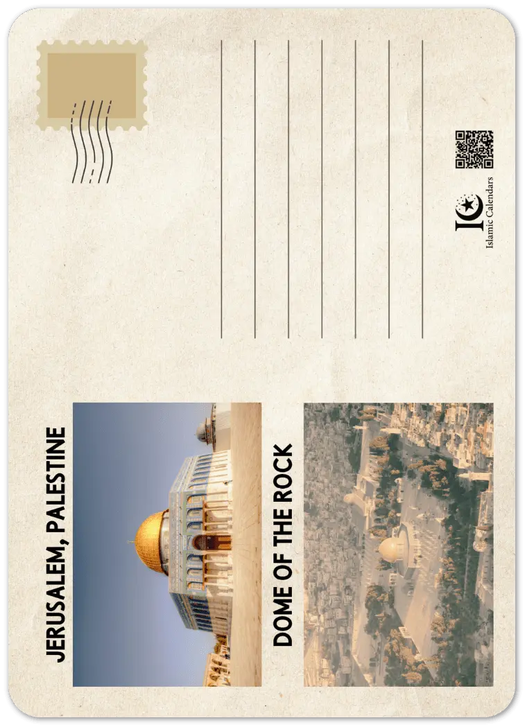 Dome of the Rock Stamp | Palestine | مسجد قبة الصخرة | British Mandate Era | Iconic Jerusalem Design | Pack of 10 Postcards (2 - sided, Premium envelopes) | (US & CA) | by Islamic Calendars - Islamic Calendars